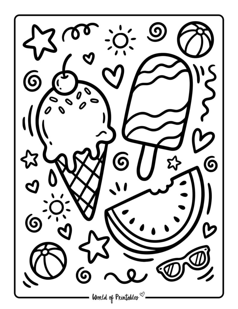 Summer Treats Coloring Page