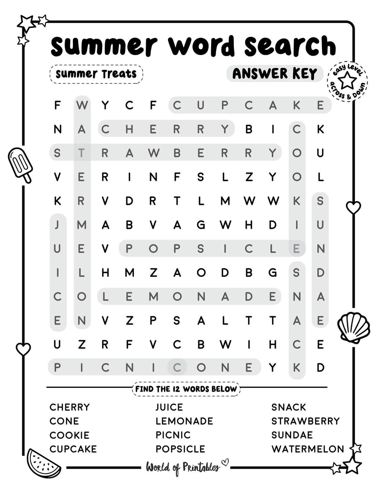 Free Printable Summer Word Search Puzzles - World of Printables