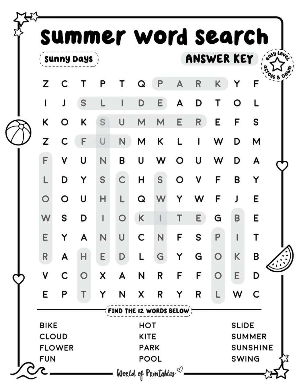 Free Printable Summer Word Search Puzzles - World of Printables