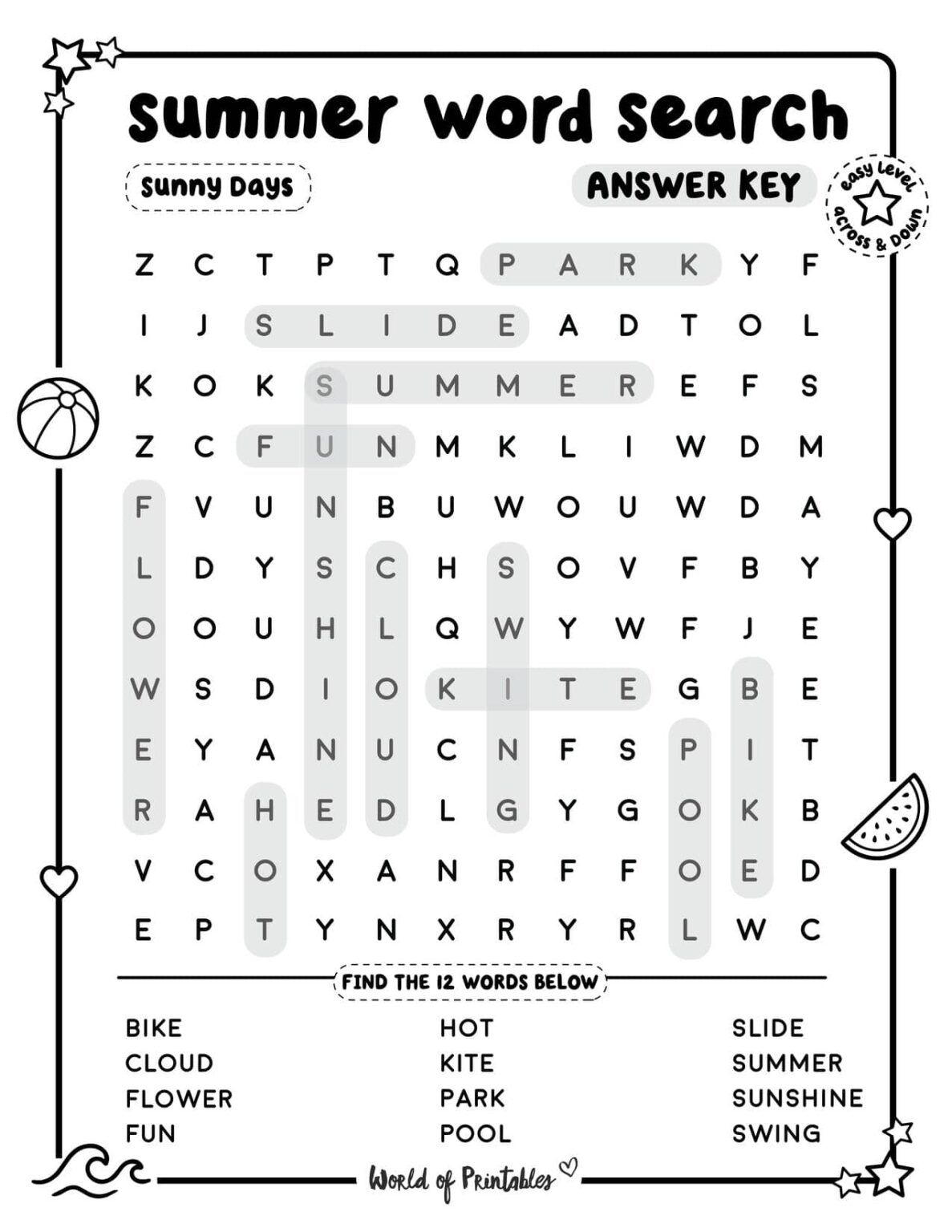 Free Printable Summer Word Search Puzzles - World of Printables