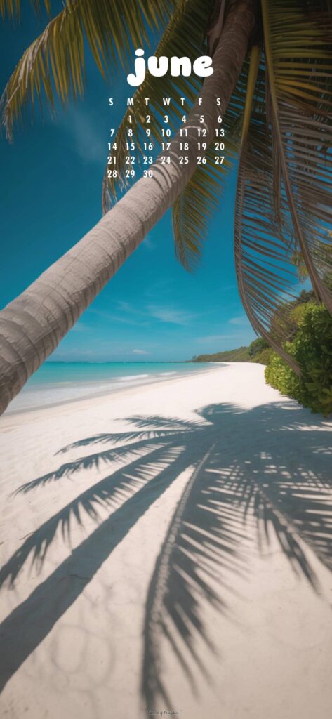 Tropical June Calendar Phone Wallpaper