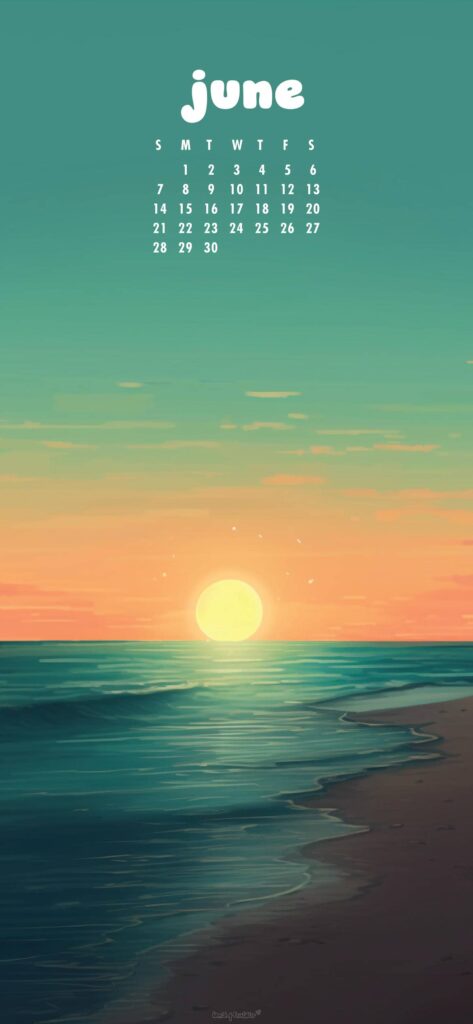 Vacation June Calendar Phone Wallpaper