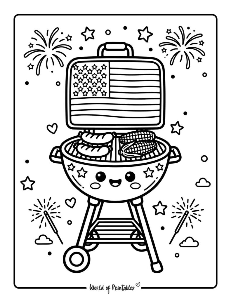 4th Of July Barbecue Coloring Page