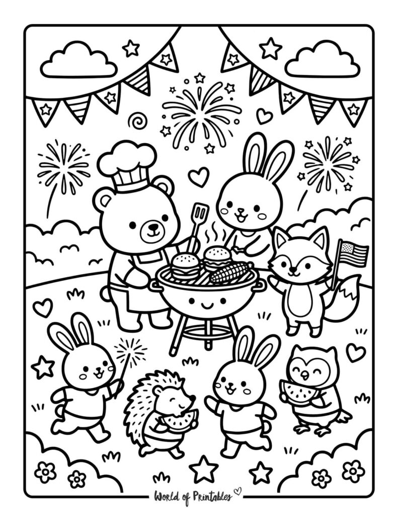 4th Of July Barbecue Grill Coloring Page