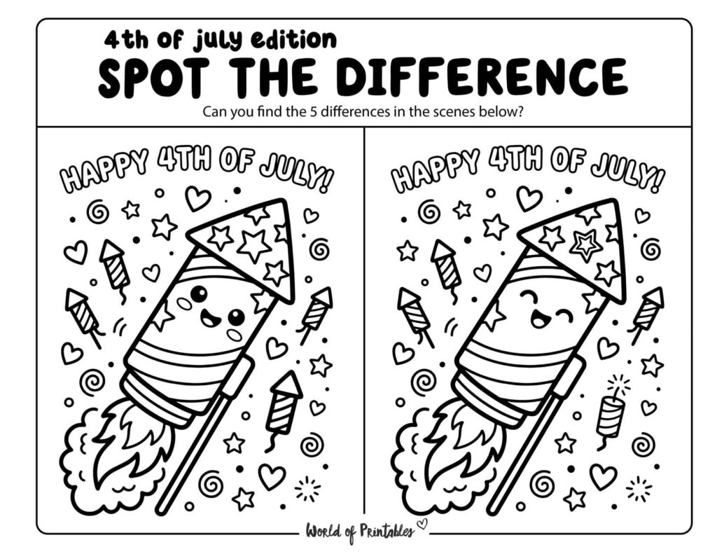 4th Of July Rocket Firework Spot the Difference