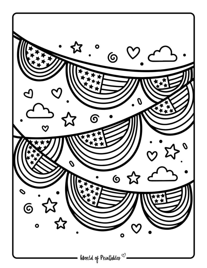 American Flag Bunting Coloring Page