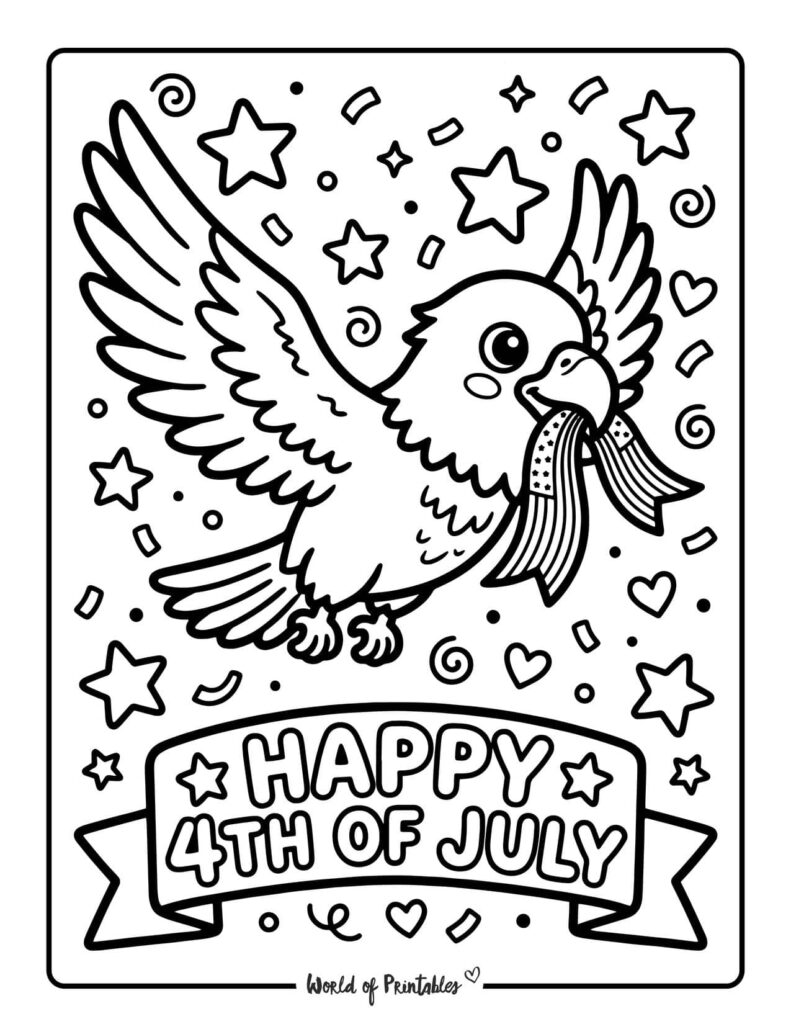 Bald Eagle With Stars Coloring Page