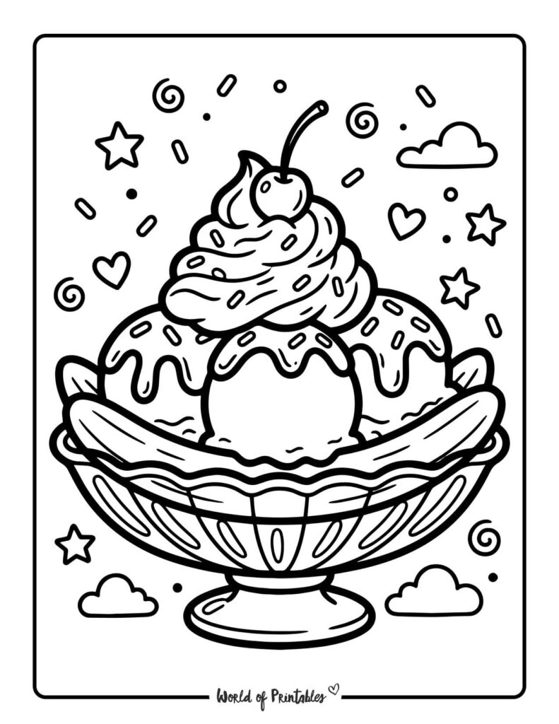 Banana Split Coloring Page