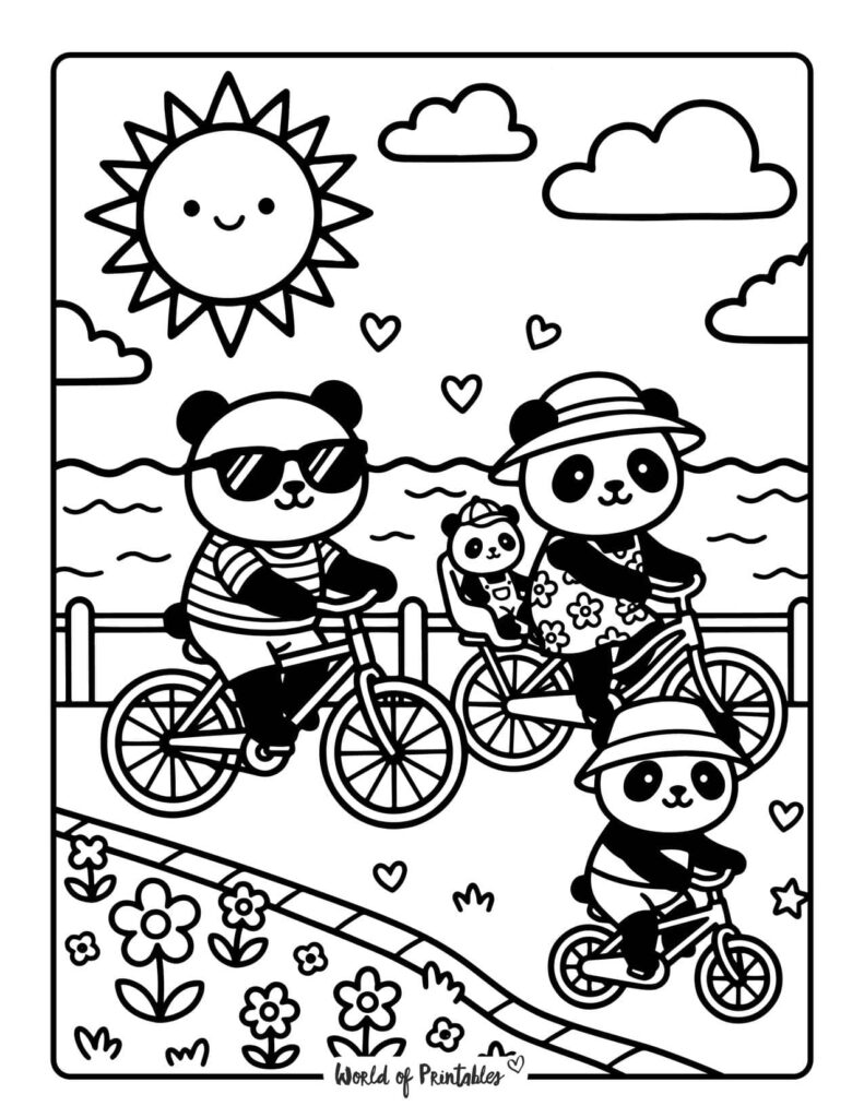Beach Bike Ride Coloring Page