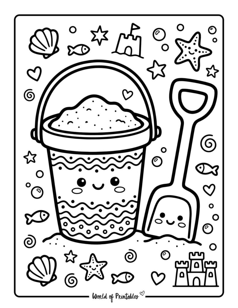Beach Bucket And Spade Coloring Page