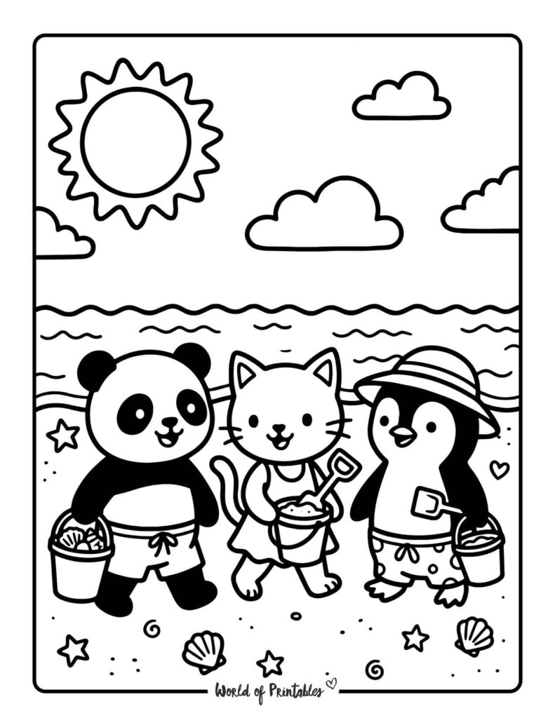 Beach Friends Coloring Page
