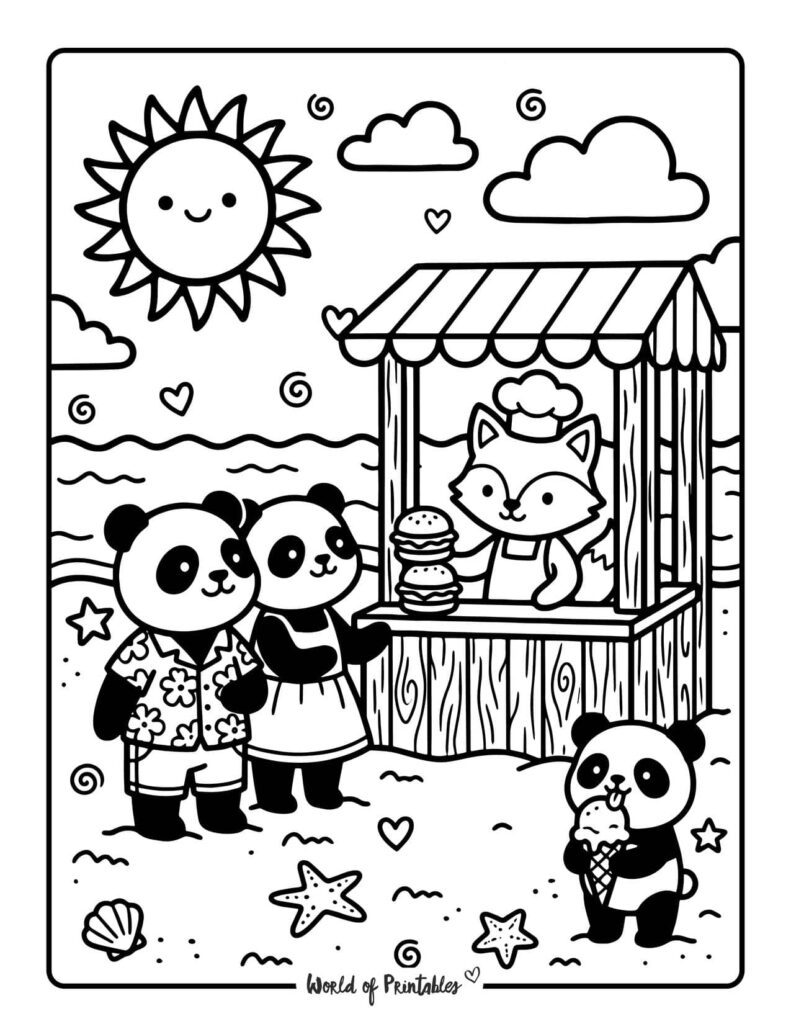 Beach Snack Stand Coloring Page