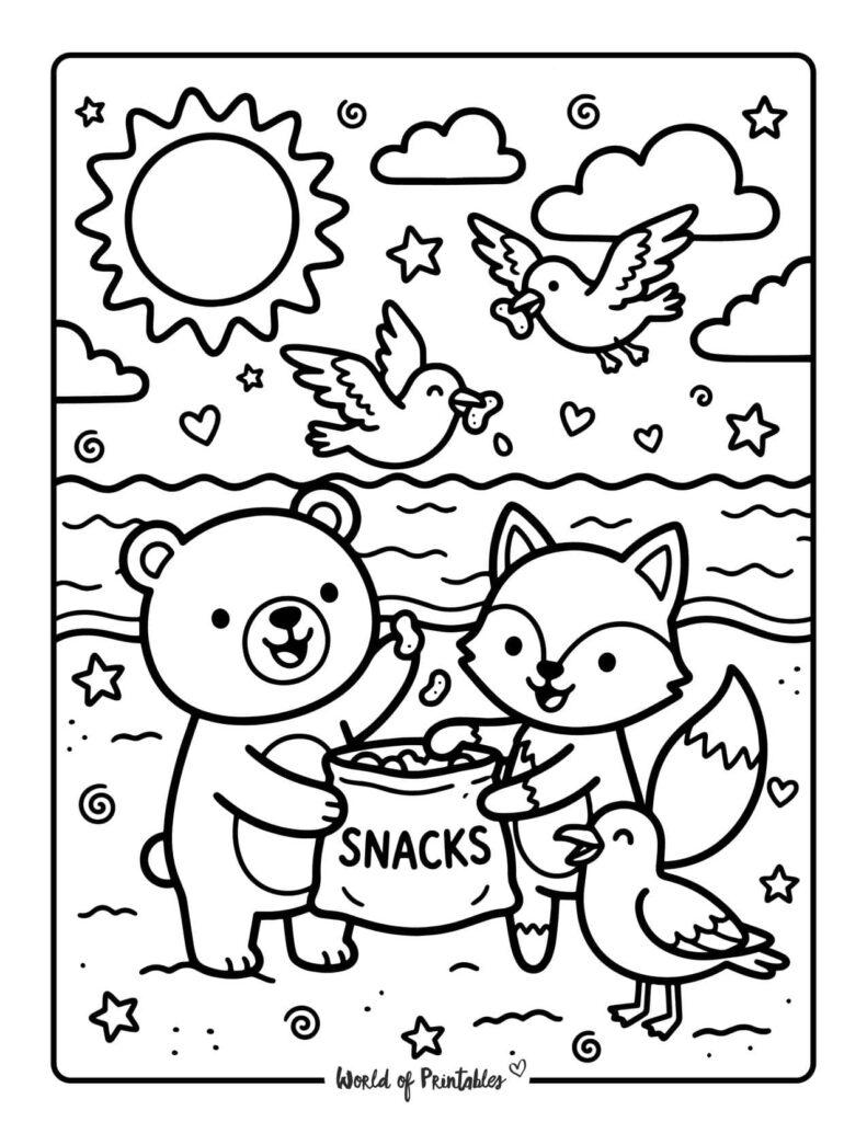 Beach Snack Time Coloring Page