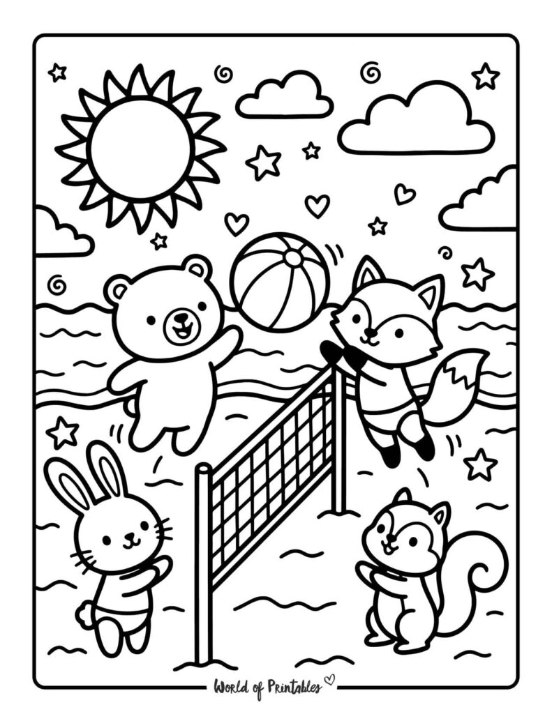 Beach Volleyball Coloring Page