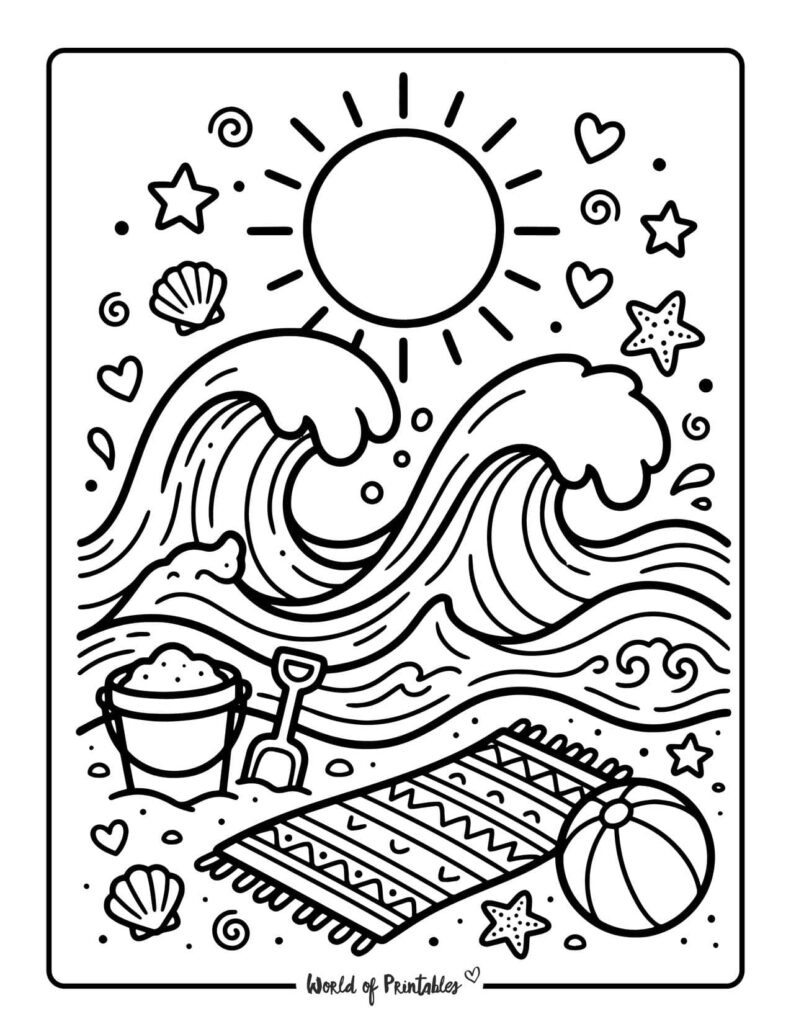 Beach Waves Coloring Page