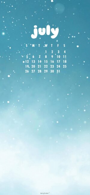 Blue Sky July Calendar Wallpaper
