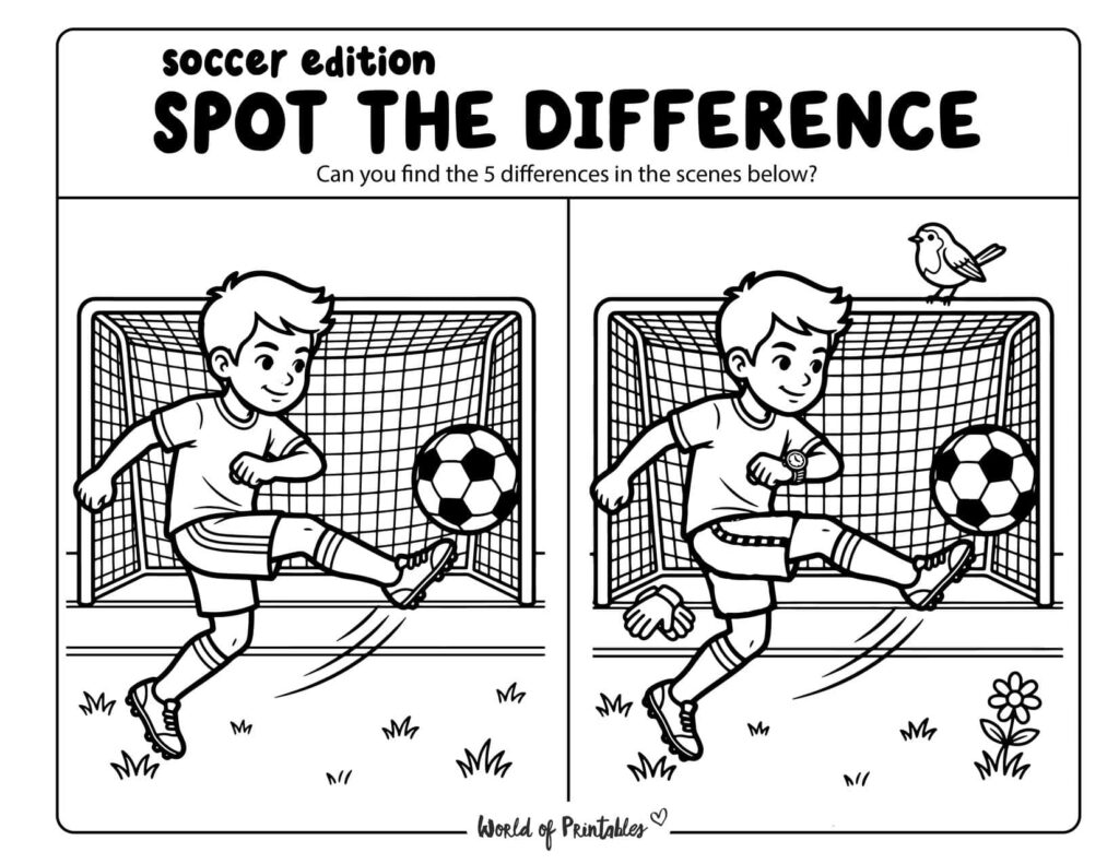 Boy Soccer Player Spot the Difference