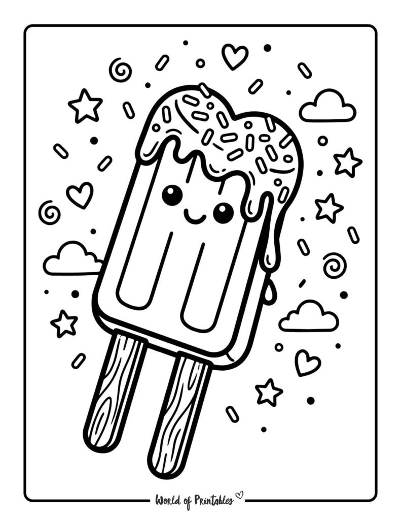 Chocolate Dipped Popsicle Coloring Page