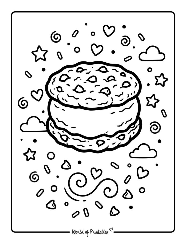 Cookie Ice Cream Sandwich Coloring Page