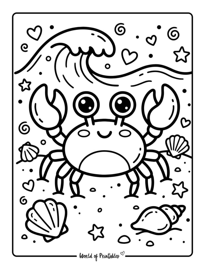 Cute Crab Coloring Page