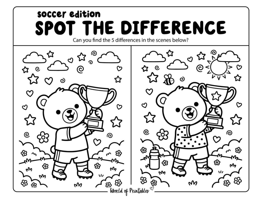 Cute Soccer Champion Spot the Difference