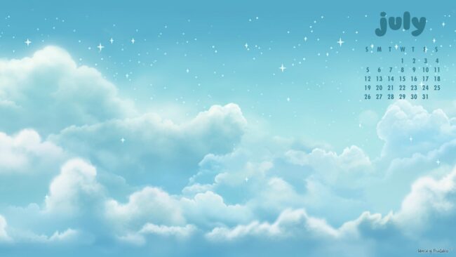 Desktop July Calendar Wallpaper of Sky