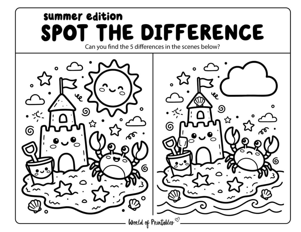 Easy Sandcastle Spot the Difference