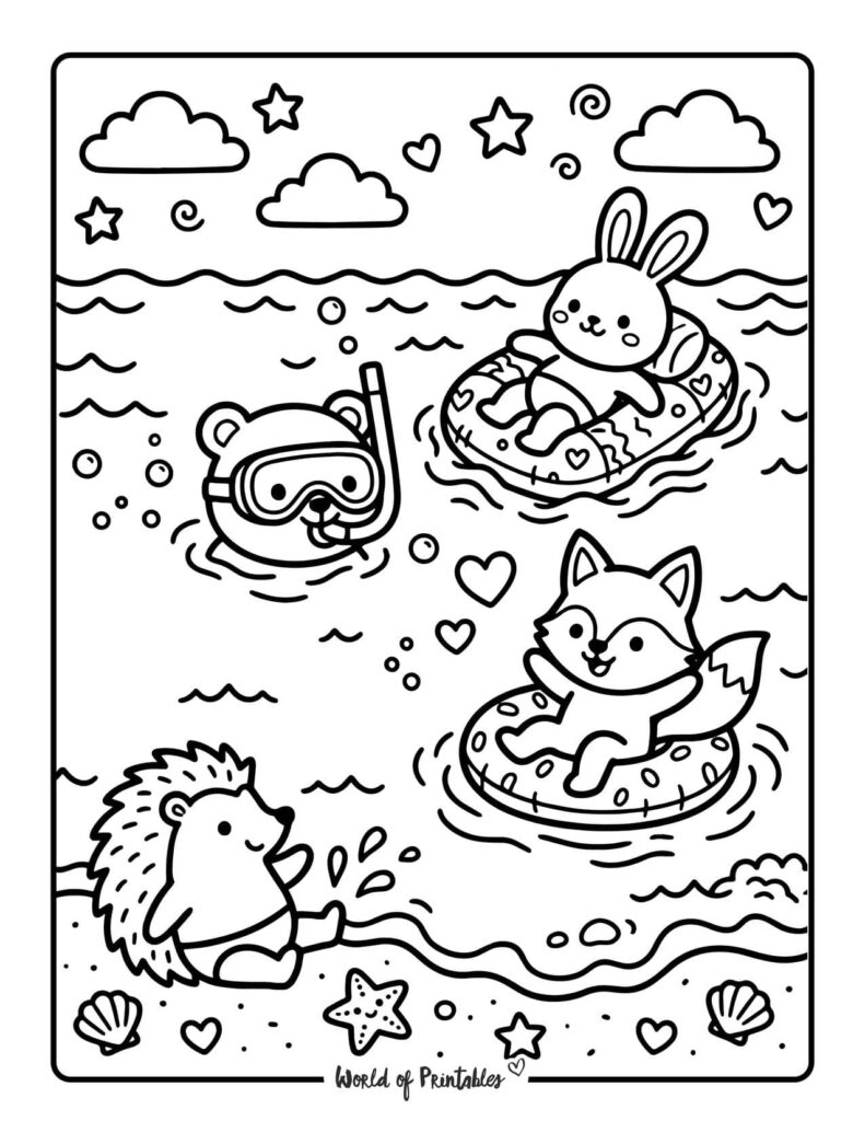 Floating In The Sea Coloring Page