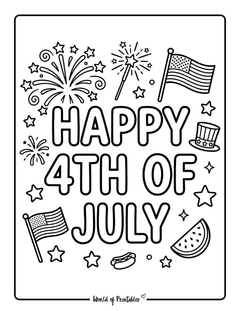 Happy 4th Of July Coloring Page