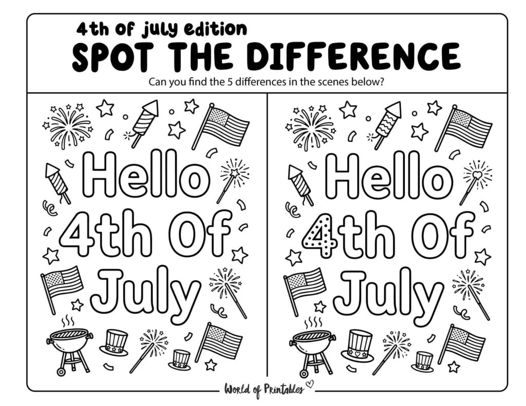 Hello 4th Of July Spot the Difference