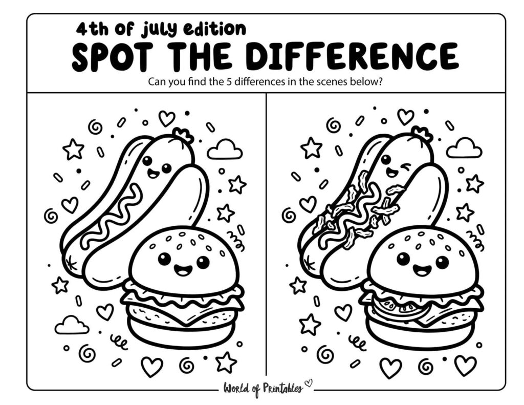 Hot Dog And Burger Spot the Difference