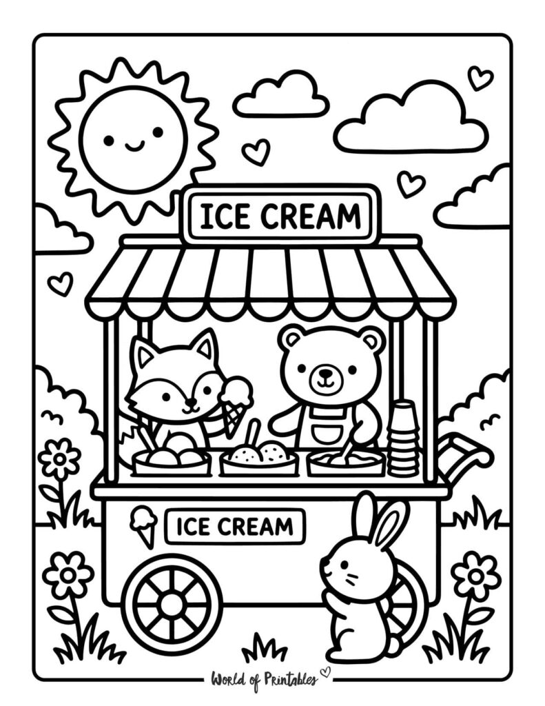 Ice Cream Cart Coloring Page