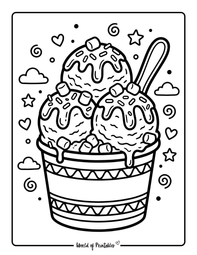 Ice Cream Cup Coloring Page