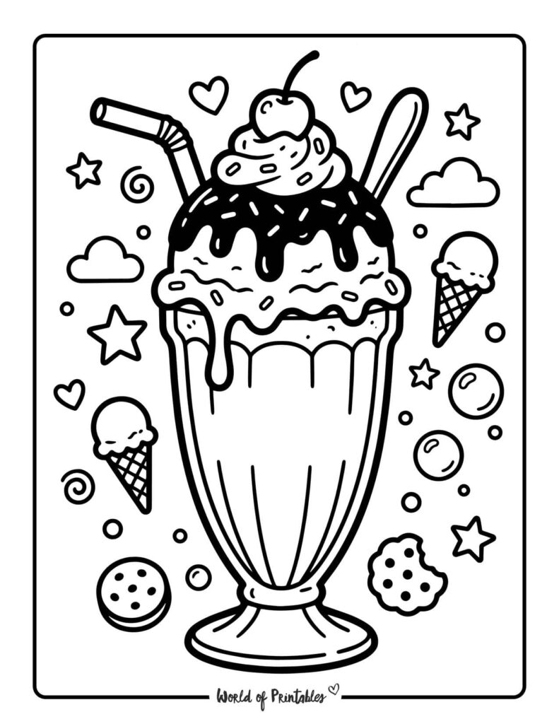 Ice Cream Shake Coloring Page