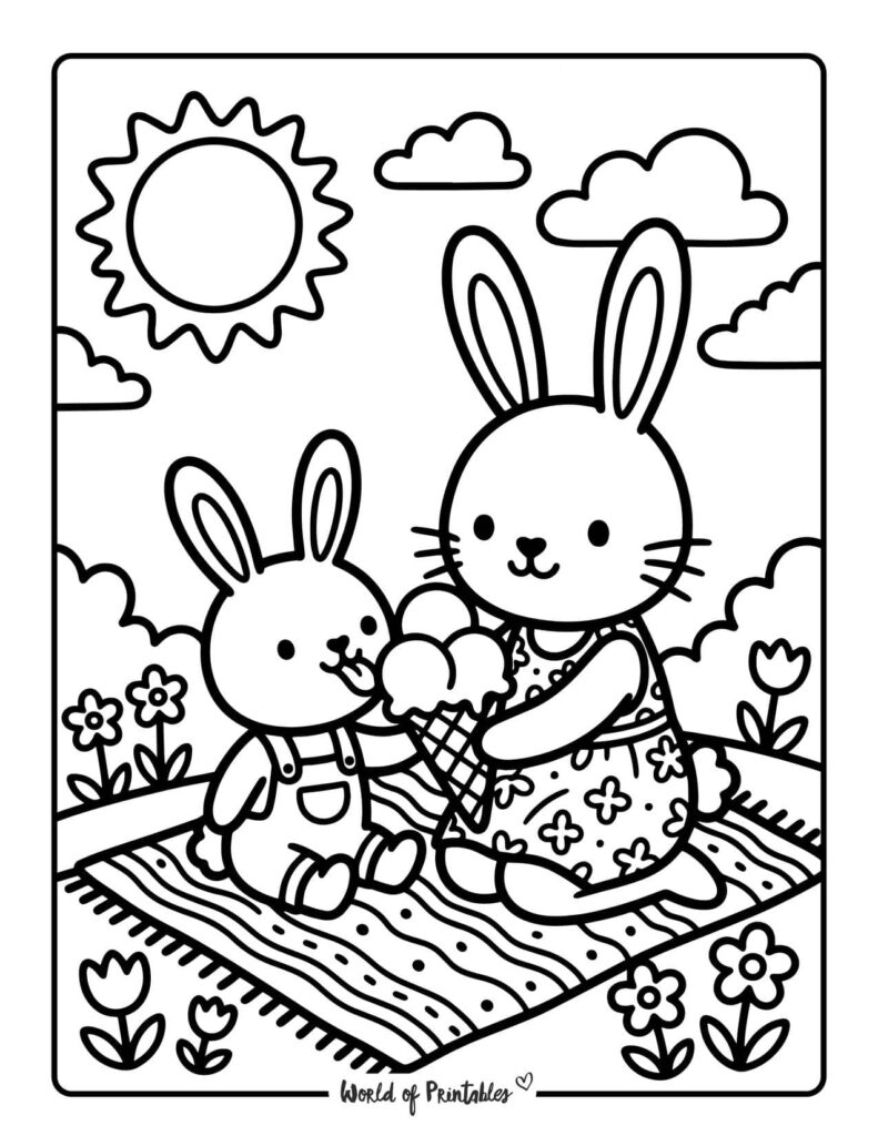 Ice Cream Sharing Coloring Page