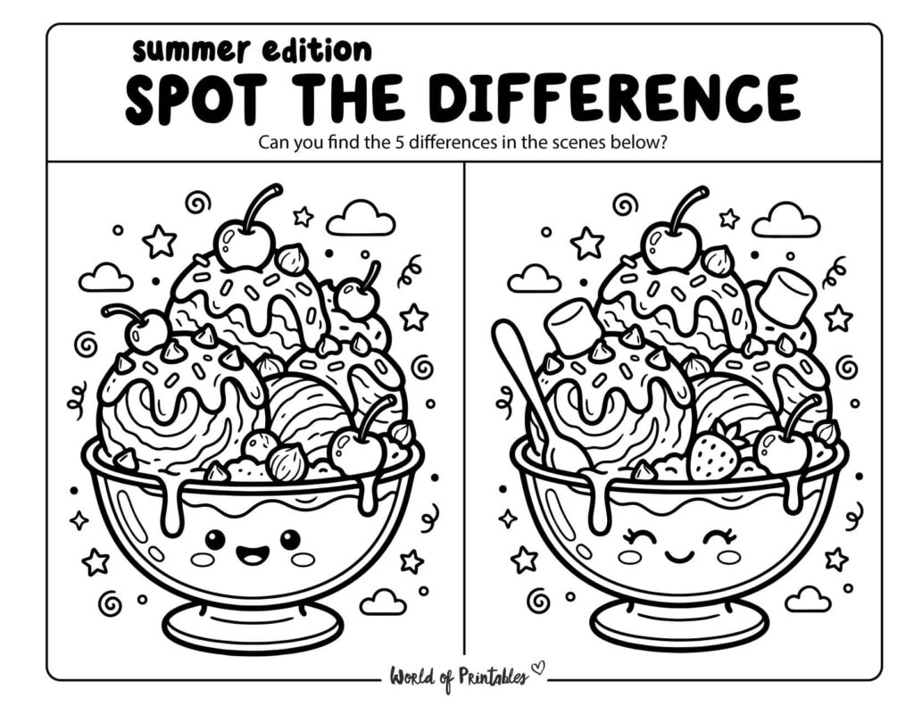 Ice Cream Sundae Spot the Difference