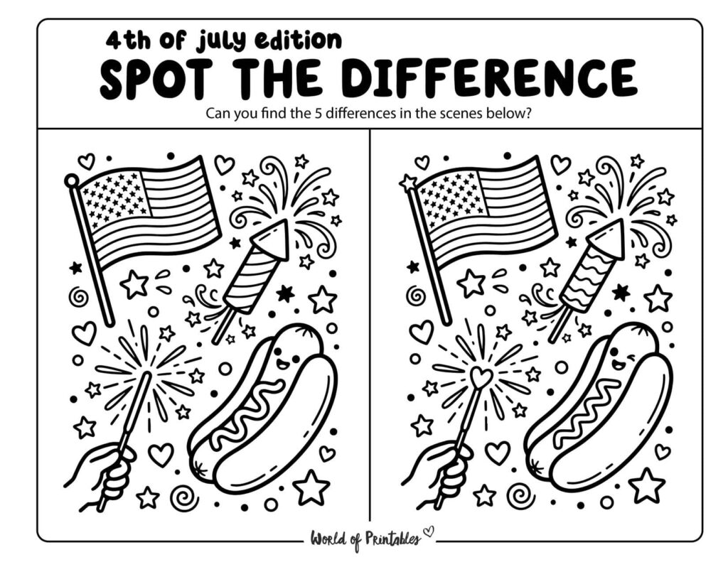 Independence Day Doodle Spot the Difference