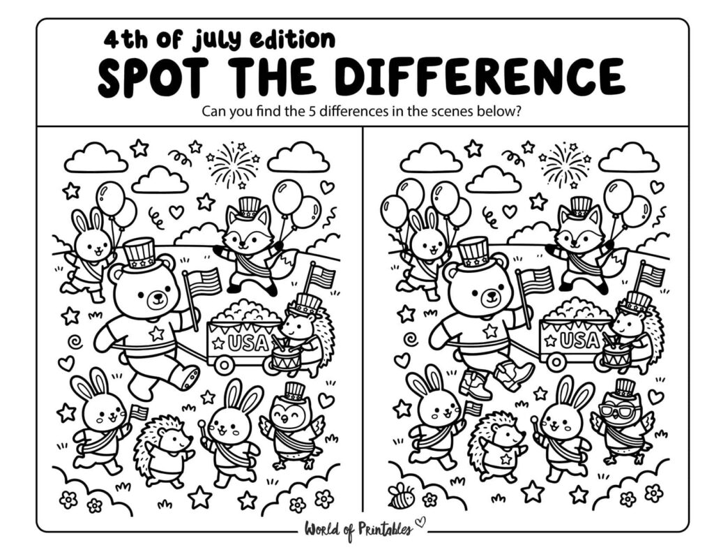 Kids At A 4th Of July Parade Spot the Difference