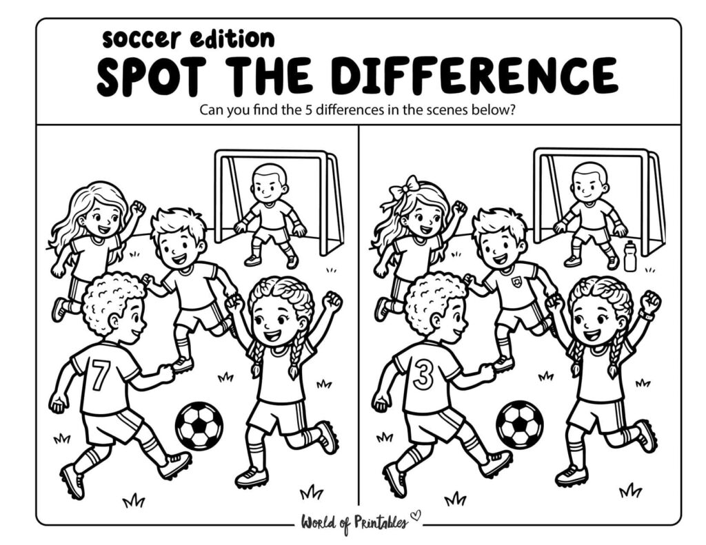 Kids Playing Soccer Spot the Difference
