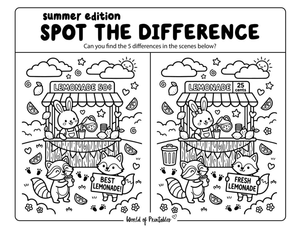 Lemonade Stand Spot the Difference