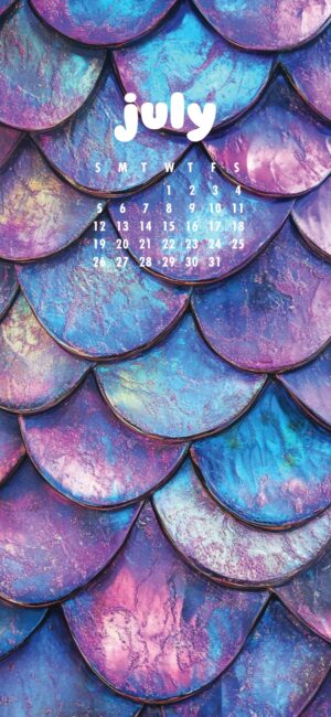 Mermaid Scales July Calendar Wallpaper