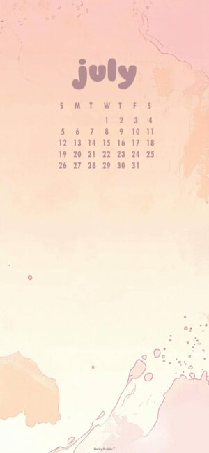 Minimalist July Calendar Wallpaper for Phone