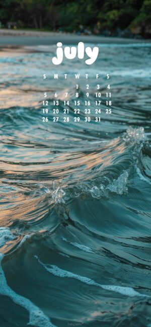 Ocean July Calendar Wallpaper