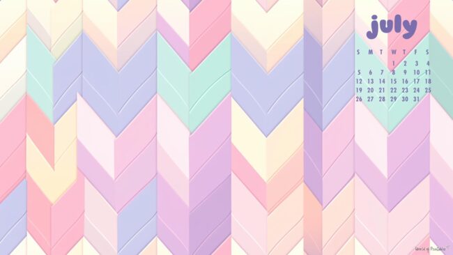 Pastel July Calendar Wallpaper for Desktop