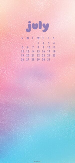 Pastel July Calendar Wallpaper iPhone