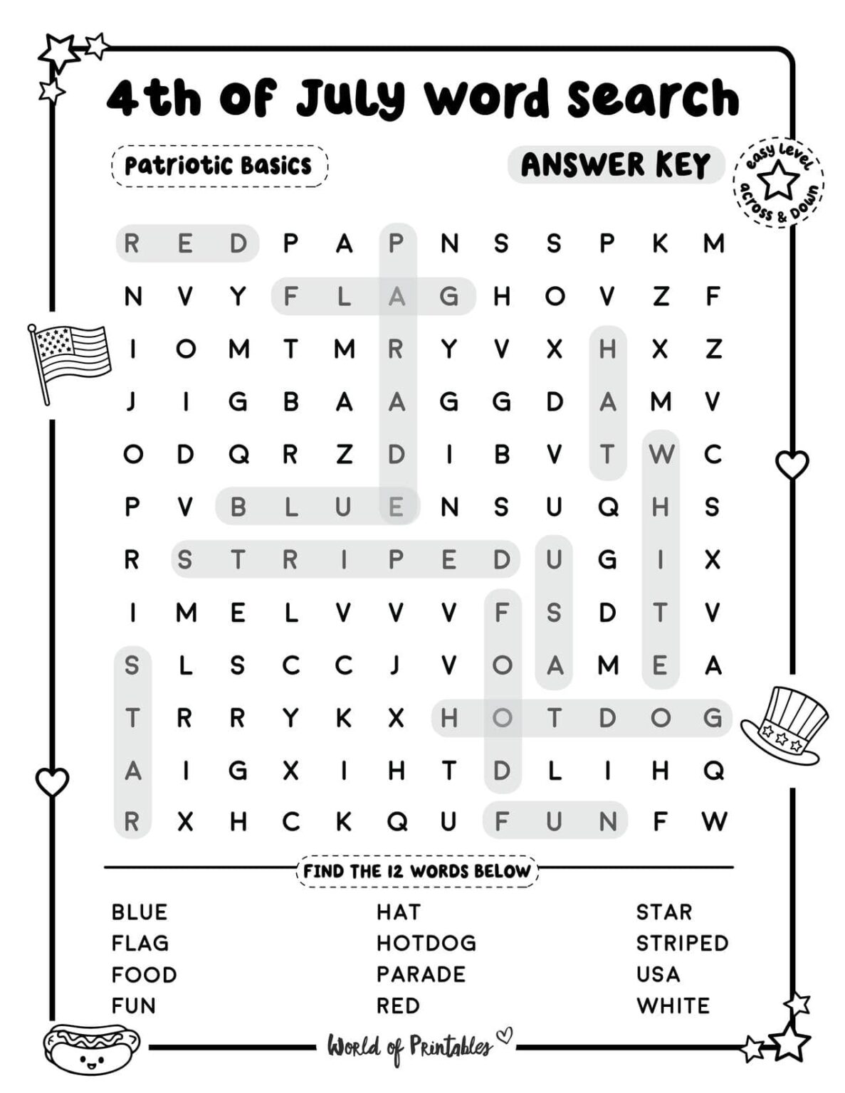 Free Printable 4th of July Word Search Puzzles - World of Printables