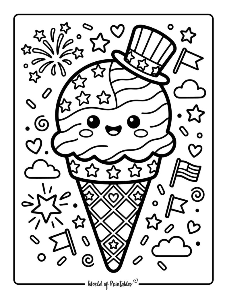 Patriotic Ice Cream Coloring Page