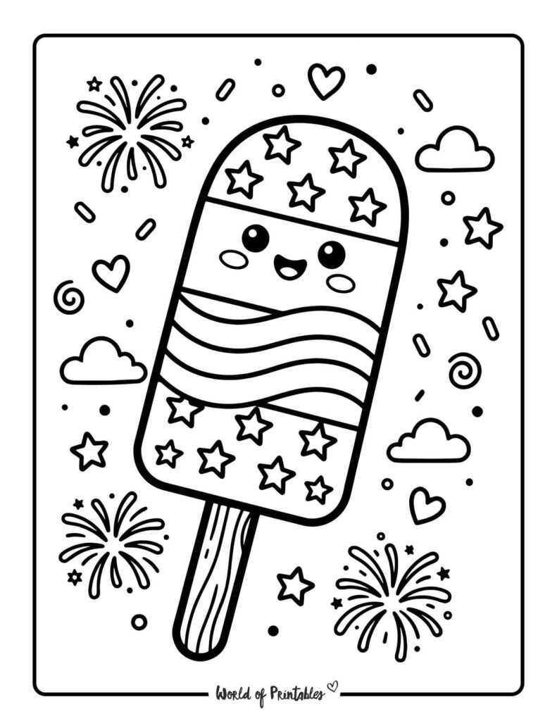Patriotic Popsicle Coloring Page