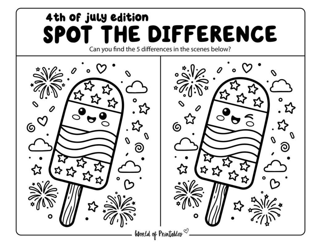 Patriotic Popsicle Spot the Difference