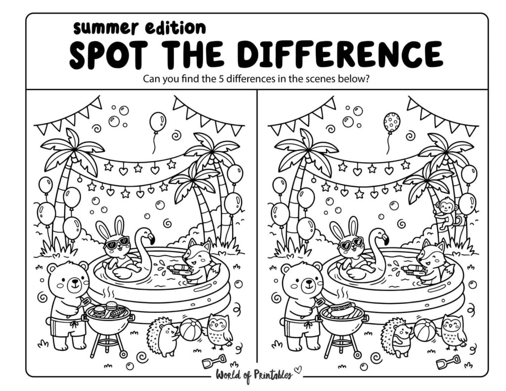 Pool Party Spot the Difference